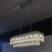 Stunning Modern Rectangle Sliver Ceiling Light Crystal Chandelier For Dining Table/Coffee Table/Living Room/Bedroom