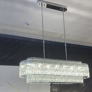 Stunning Modern Rectangle Sliver Ceiling Light Crystal Chandelier For Dining Table/Coffee Table/Living Room/Bedroom